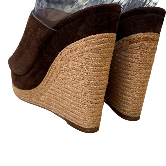 Michael Kors Collection Charlize Suede Wedge Mules Sandals Sz 9 / 39.5 - Picture 10 of 16